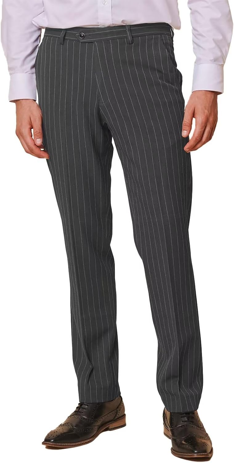 Men’s Slim Fit Stripe Classic Fit Tuxedo Pants for Men Expandable Waistband