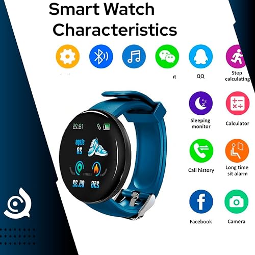 Miniatura 5 de cubaco Reloj inteligente para teléfonos Android iOS, reloj de seguimiento de fitness con monitor de sueño de frecuencia cardíaca, podómetro (azul)