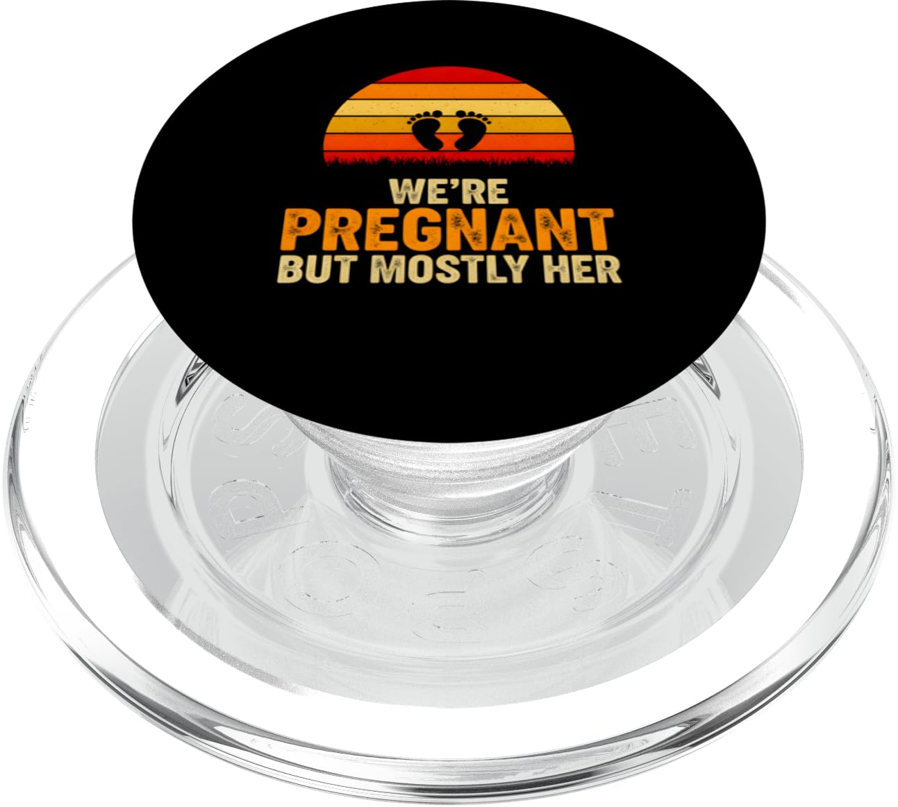 We’re Pregnant But Mostly Her Retro Baby Announcement PopSockets PopGrip for MagSafe
