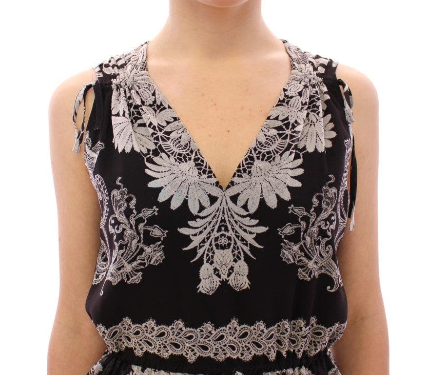 Sachin & Babi - BEST SELLERS - Black Silk Floral Pattern Shift Coctail Dress - IT42|M