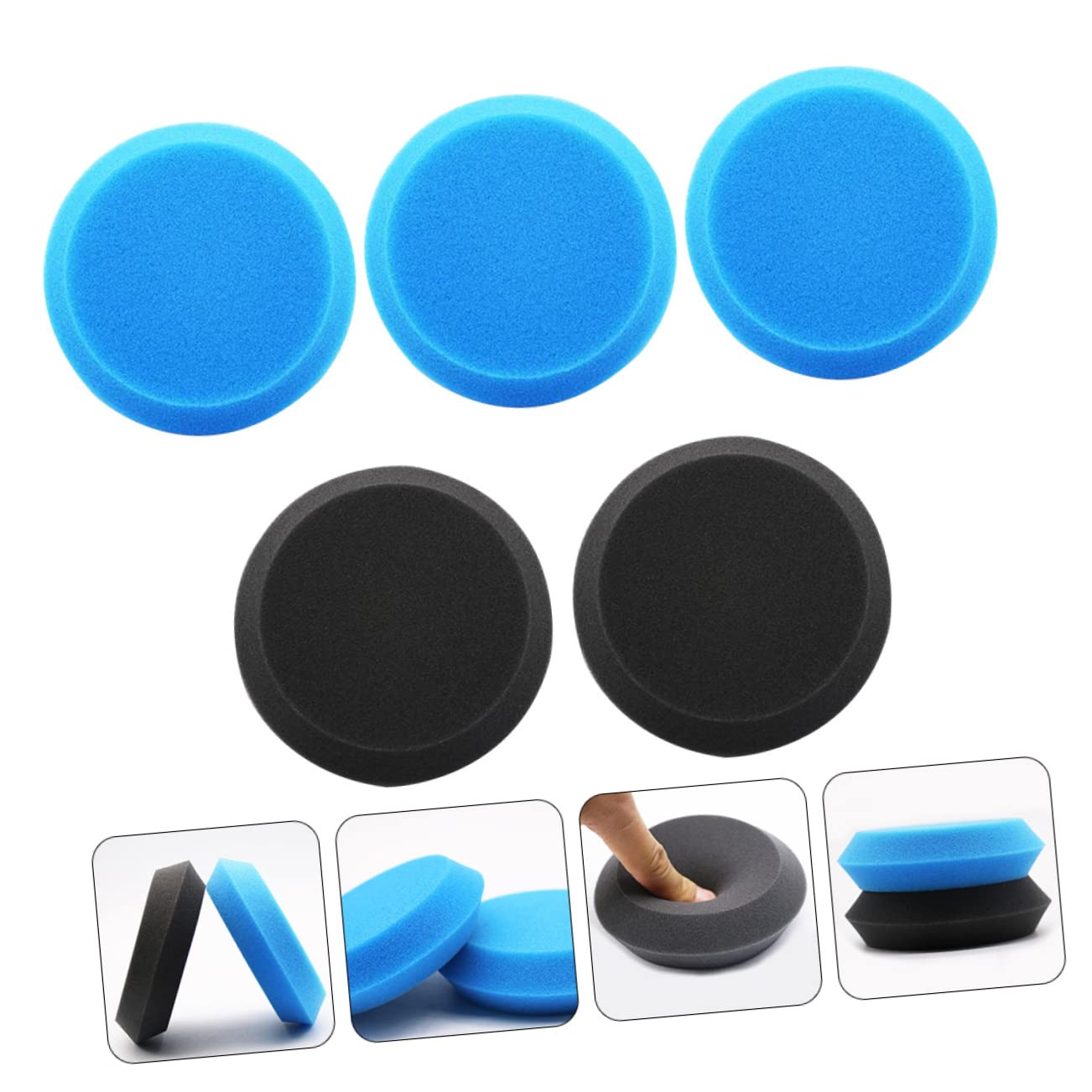 10piezas Esponjas De Multifunción Aplicadores De Cera para Pulido y Limpieza De Automóviles Esponjas Portátiles De Alta Azules Negras