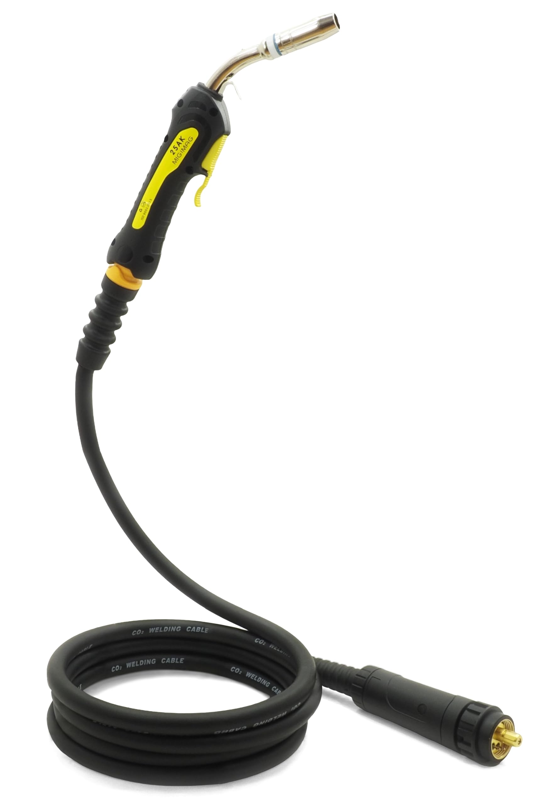 MB-25 AK-25 TW-25 Tuyau de soudage MIG MAG Tuyau de soudure à gaz de protection 230 A CO2/MIX Fil 0,8-2,4 mm Refroidi au gaz professionnel Jaune 3/4/5 m 5 m