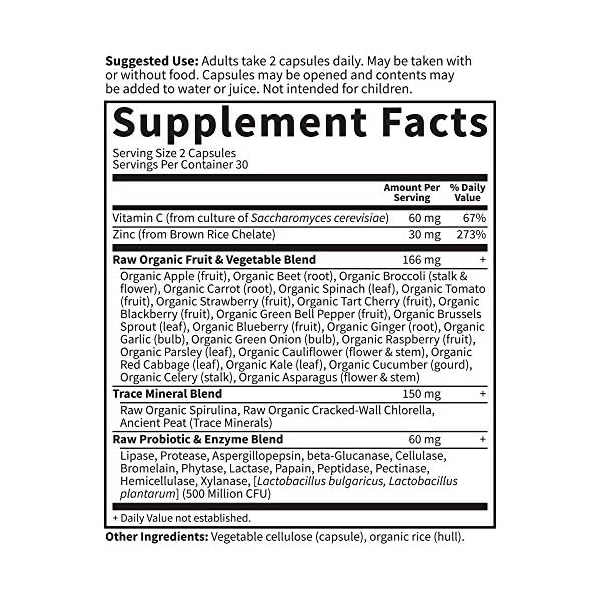 Garden-of-Life-Vitamin-Code-Raw-Zinc-30mg-Whole-Food-Zinc-Supplement-Vitamin-C-Trace-Minerals-Probiotics-for-Immune-Support-Certified-Vegan-Non-GMO-Gluten-Free-Zinc-Supplements-60-Capsules Garden of Life Zinc Supplements 30mg High Potency Raw Zinc and Vitamin C Multimineral Supplement, Vitamin Code / Trace Minerals & Probiotics for Skin Health & Immune Support, 60 Vegan Capsules