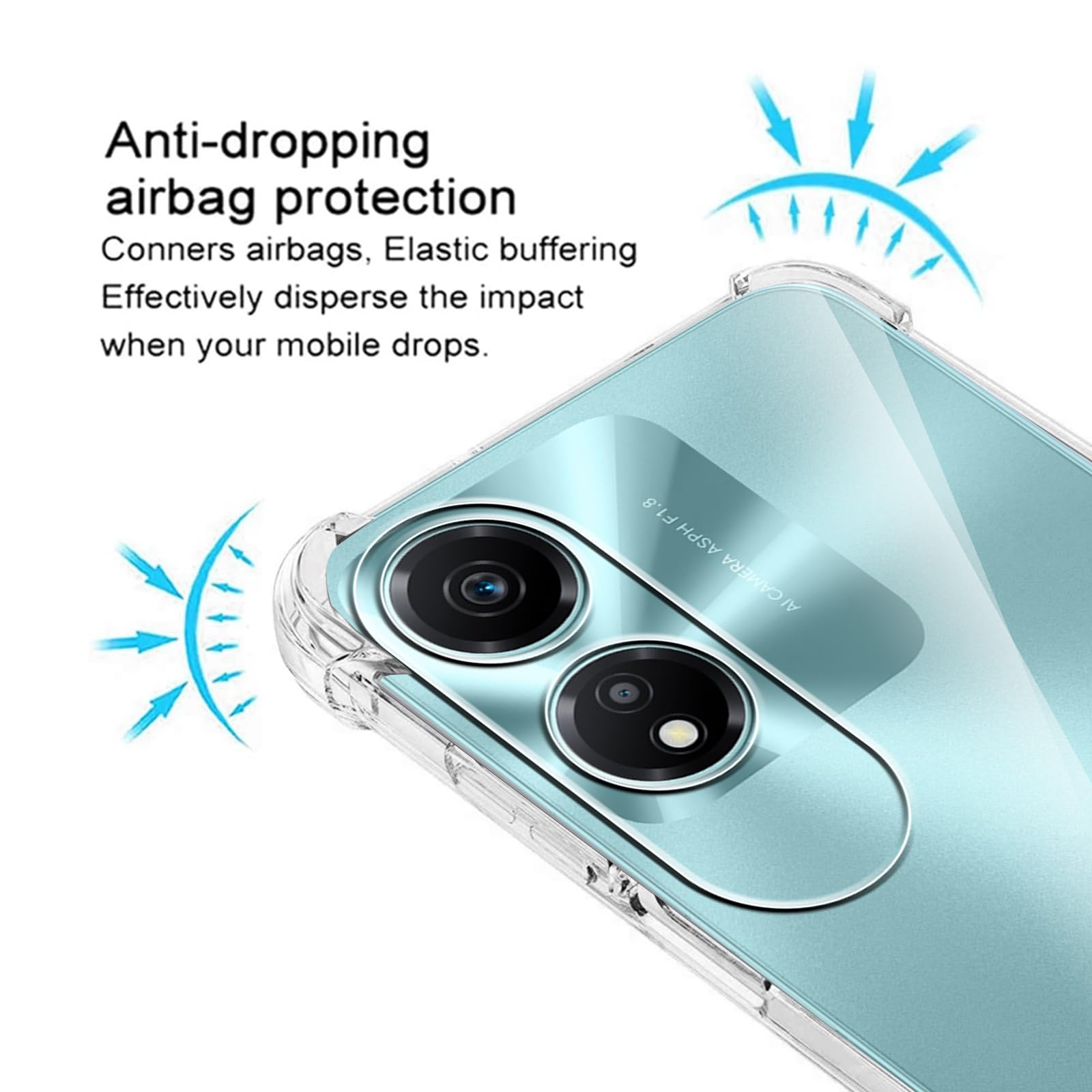HGJTFANY Cover per Honor X5 Plus (6.56) con 3 Pezzi Vetro Temperato Pellicola, Ultra Sottile Anti-Giallo Morbida TPU Silicone Anti Graffio Custodie per Honor X5 Plus - Trasparente