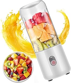 Portable Blender,500ML Mini Blender for Smoothie/Fruit/Milk Shakes,USB Rechargeable Battery Mini Mixer,BPA Free,6 Blades 20000rpm for Home/Office/Gym-RZTZDG (White)