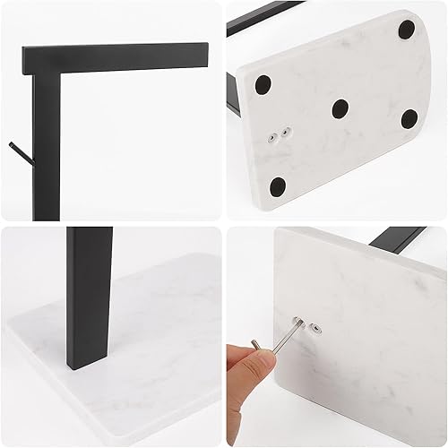 Miniatura 5 de Toallero de mano, toallero de mano para baño con base de mármol, soporte de acero inoxidable 304 en forma de L, toallero de mano independiente para