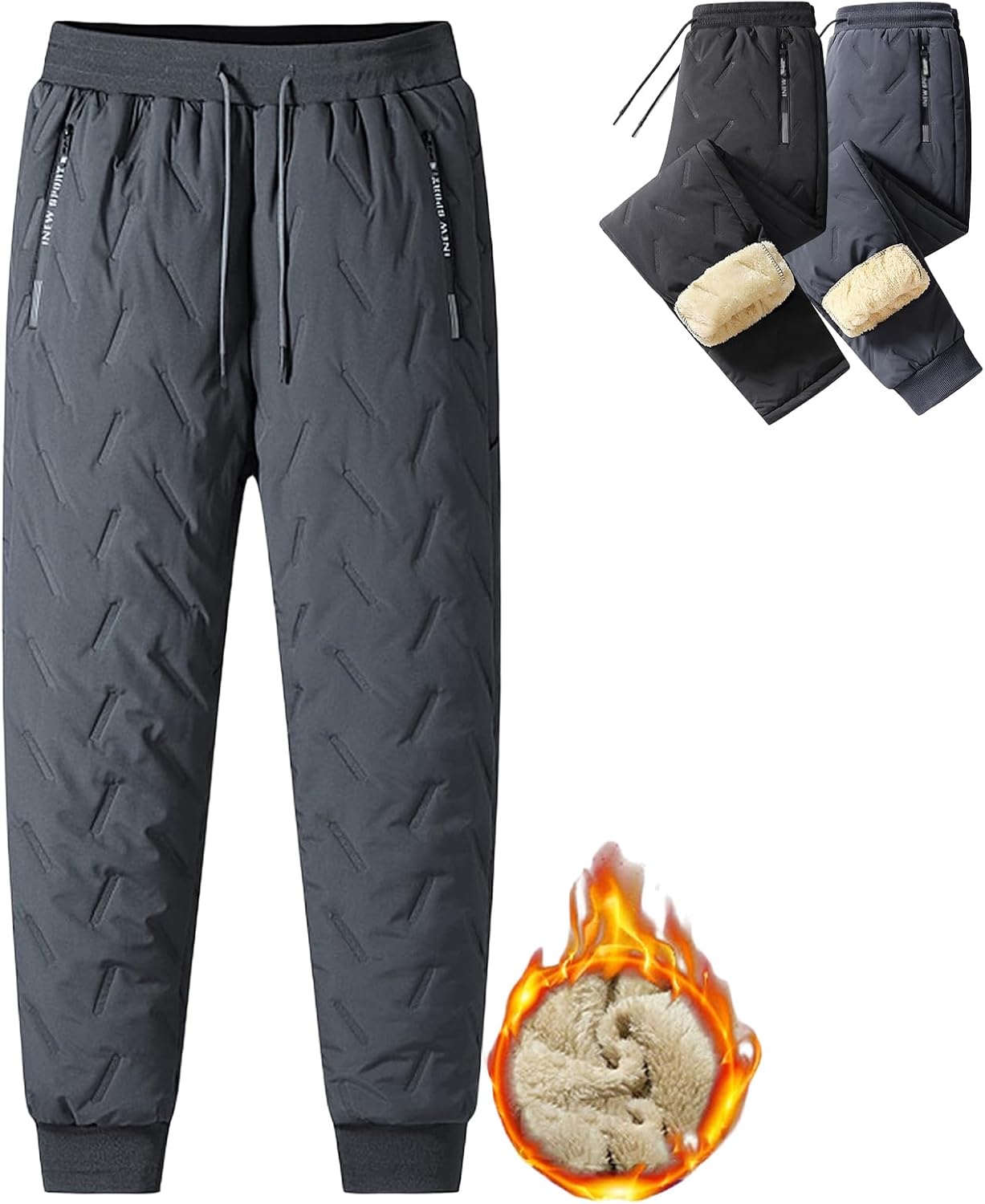 Unisex Fleece Jogging Bottoms, Fleece Lined Pants Men Women, Winter Warm Leggings Joggers, Waterproof