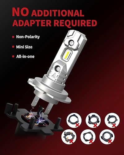 Miniatura 2 de LASFIT Bombilla LED H7, luz antiniebla H7 blanca brillante de 6000 K, tamaño mini 11, no requiere adaptador, sin polaridad, sin ventilador, sin