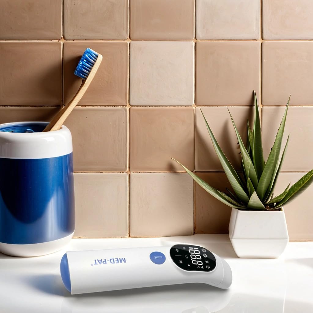 Med-Pat TH-1 - Termometro digitale touchless a infrarossi, risultato in 1 secondo, per bambini, adulti, allarme febbre temperatura, colore HD, modalità fronte e orecchio, luce automatica e modalità