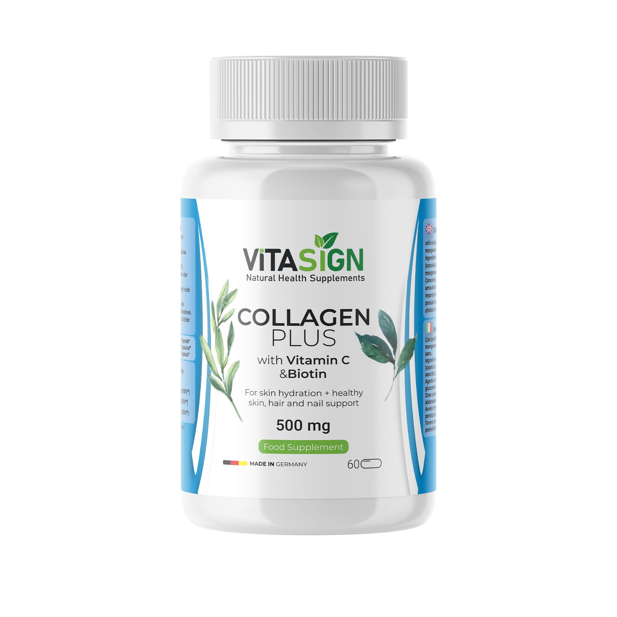 Premium Collagen Plus 500mg with vitamin C & Biotin, for skin hydration, healthy skin, hair and nail support