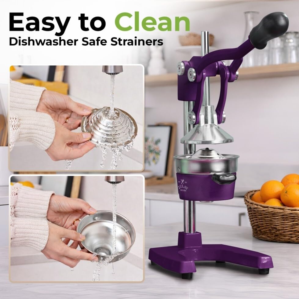 Image of Zulay Kitchen Cast Iron Juicer - Heavy Duty Manual Juicer with Detachable Strainers for Easy Cleaning, Orange Juice Press for Citrus Fruits, Perfect for Bartenders, Juice Lovers & Health Enthusiasts