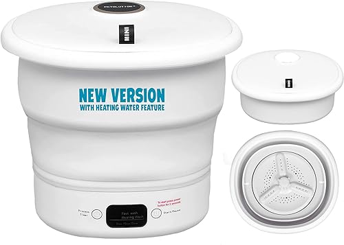 Mini lavadora portátil  Pequeña lavadora plegable para ropa  Para camping, RV, viajes, espacios pequeños (blanco)