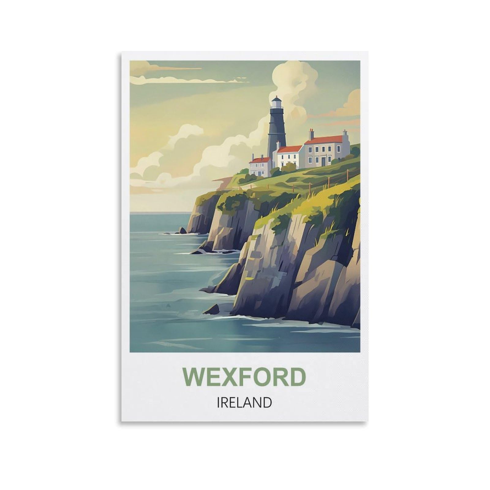 Hnrojico Unframe-Style Wexford Ireland Vintage Travel Poster 08X12inch(20X30cm) Canvas Wall Art Poster Prints