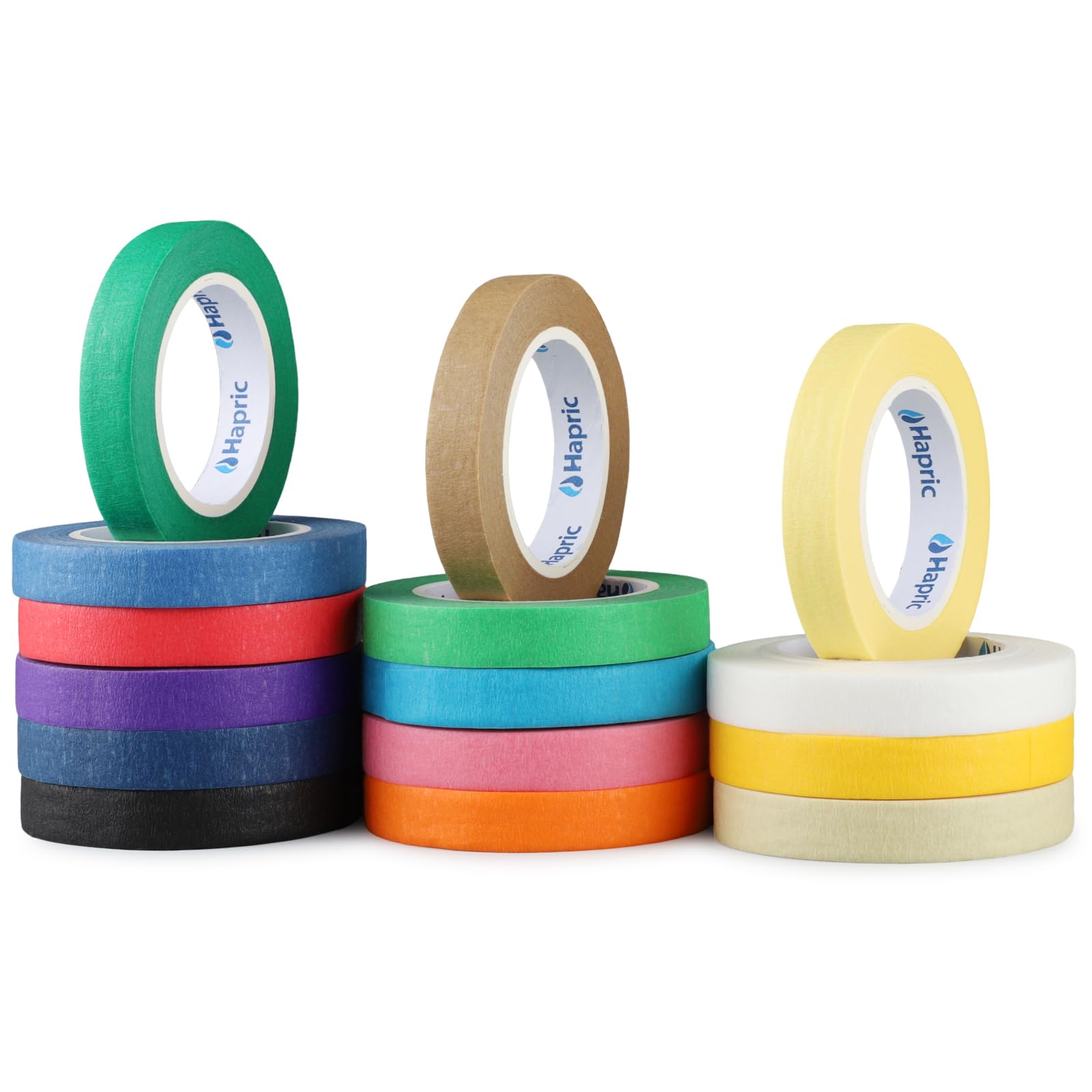 Hapric 15 Rolls Rainbow Masking Tape, 10Mm X 13M, Writable
