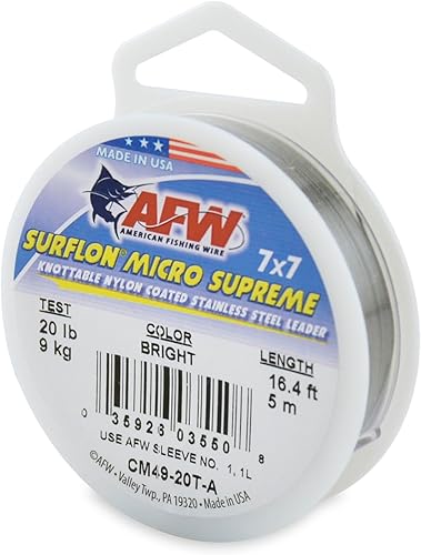 Miniatura 29 de American Fishing Wire Surflon Micro Supreme Nylon Coated 7x7 Cable líder de acero inoxidable – Líderes de alambre anudado para pesca de agua salada