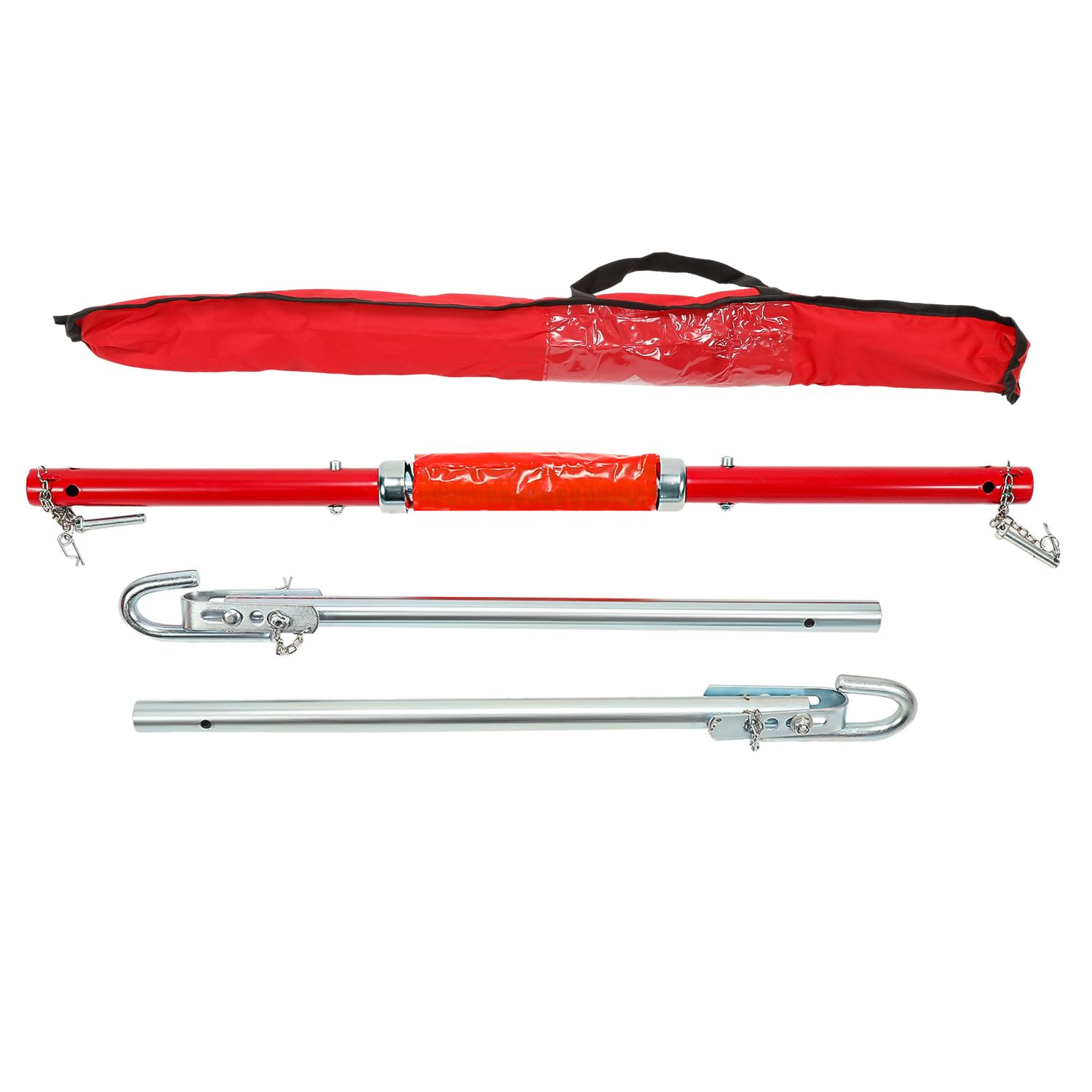 GEARMONSTER 3tlg 3T Abschleppstange Pannenhilfe mit Federdämpfung, Schlepplänge 1,95m, Max. Zugkraft: 3000kg inkl. Warnfarbe, Fähnchen und Tasche
