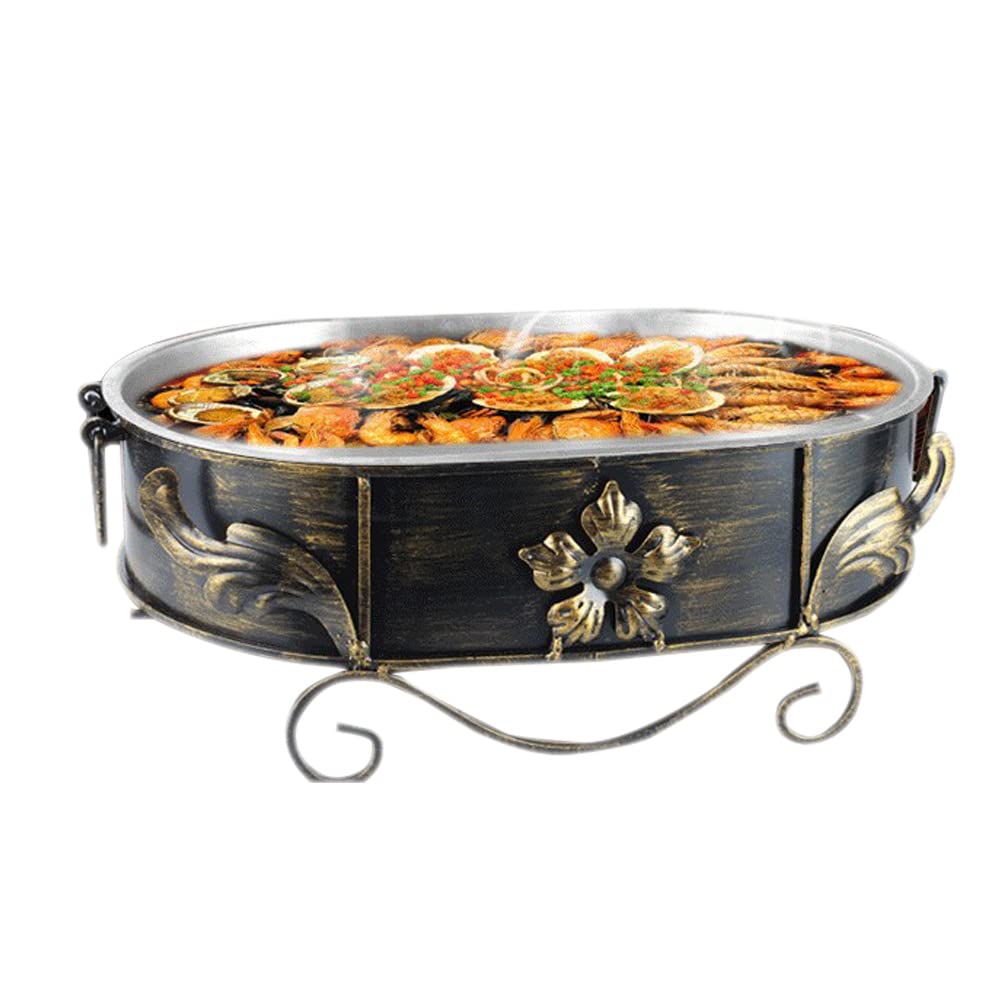 BATLAM Scaldavivande Ovale, Scaldavivande Full Size e Buffet Set Vassoio Buffet Catering per Banchetti Festa a Natale, Halloween, Capodanno, 45X30CM