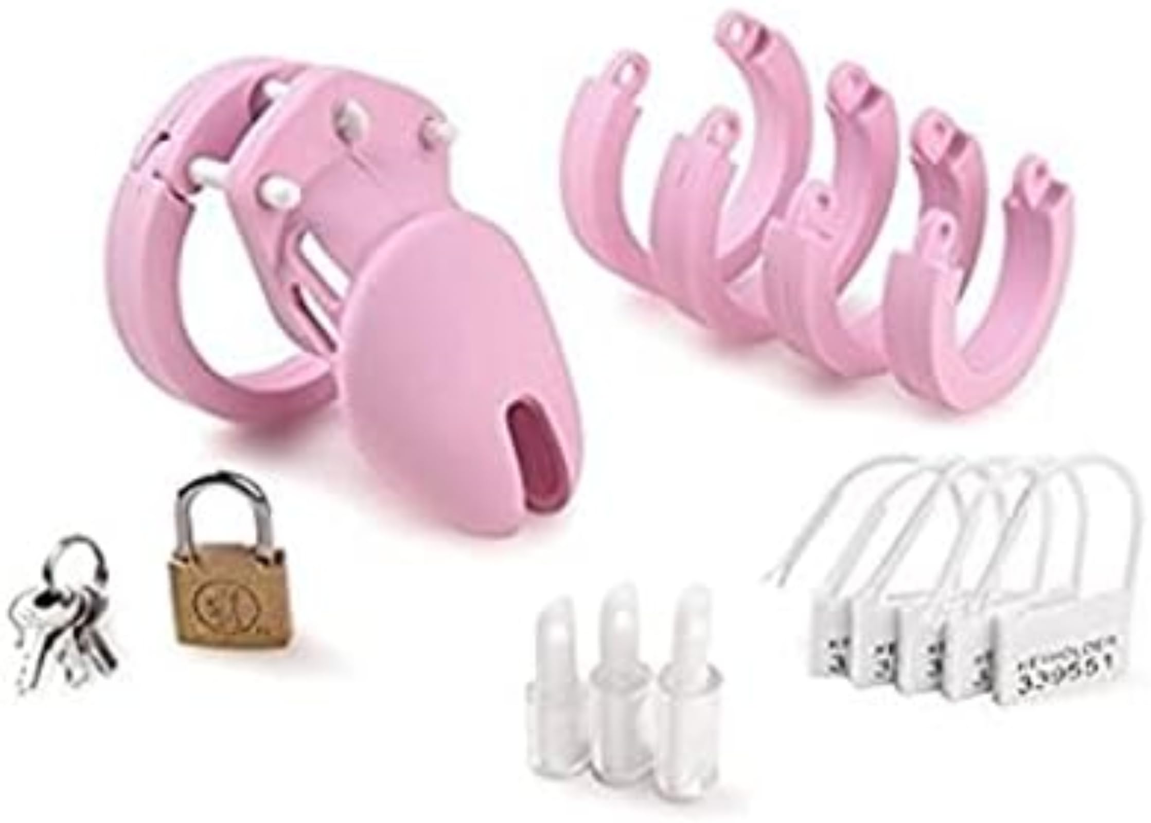Generico Gabbia di Protezione per Allenamento Rosa, Accessori Fitness per Uomo, Morbida e Confortevole con Cinque Anelli - A5