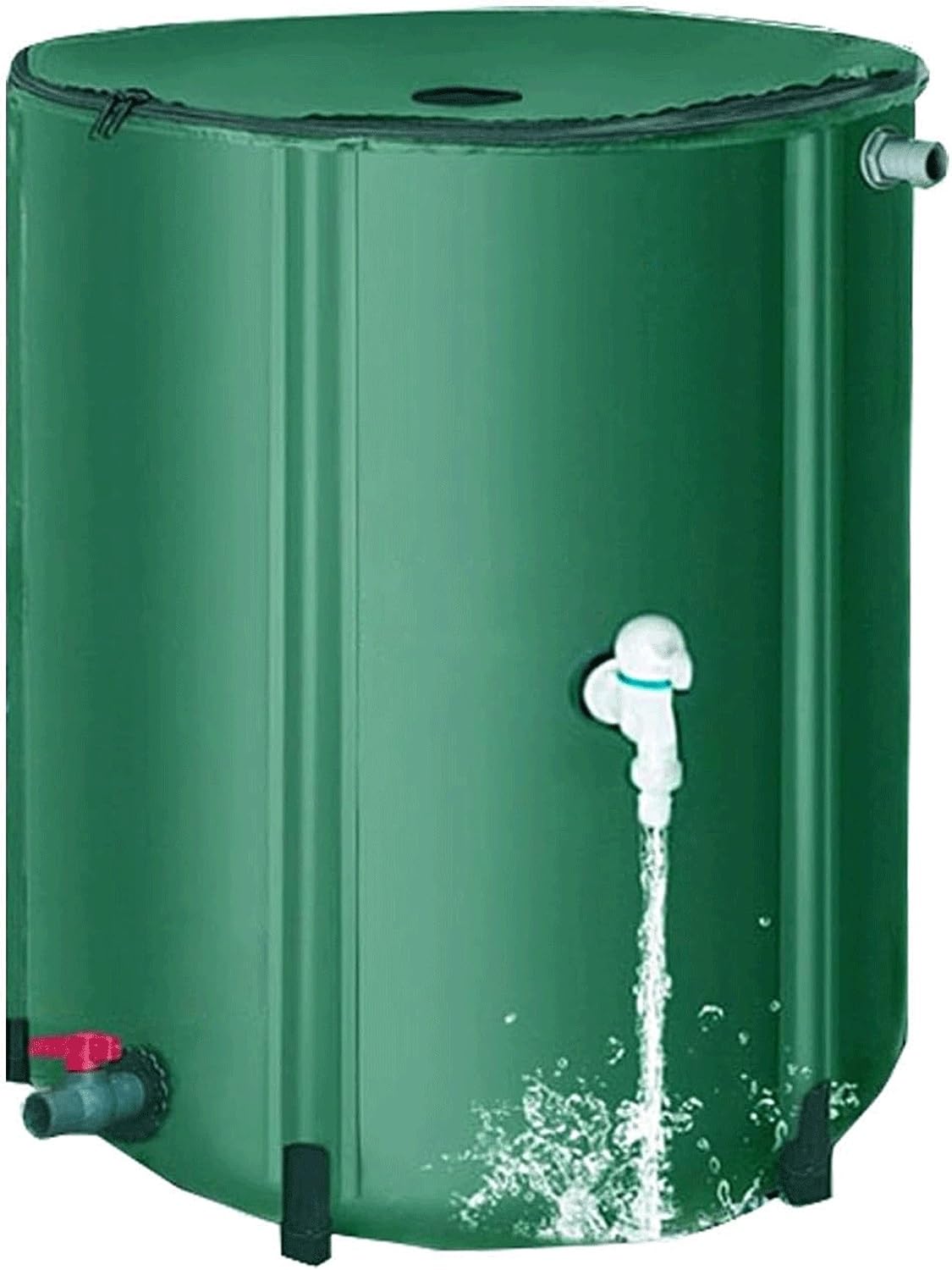 Foldable Rainwater Collection Barrel, Rain Collapsible Tank With Zipper & Filter Mesh, Leak-Proof Outdoor Water Storage For Garden Yard Downspout Water Harvesting(Green,750l)