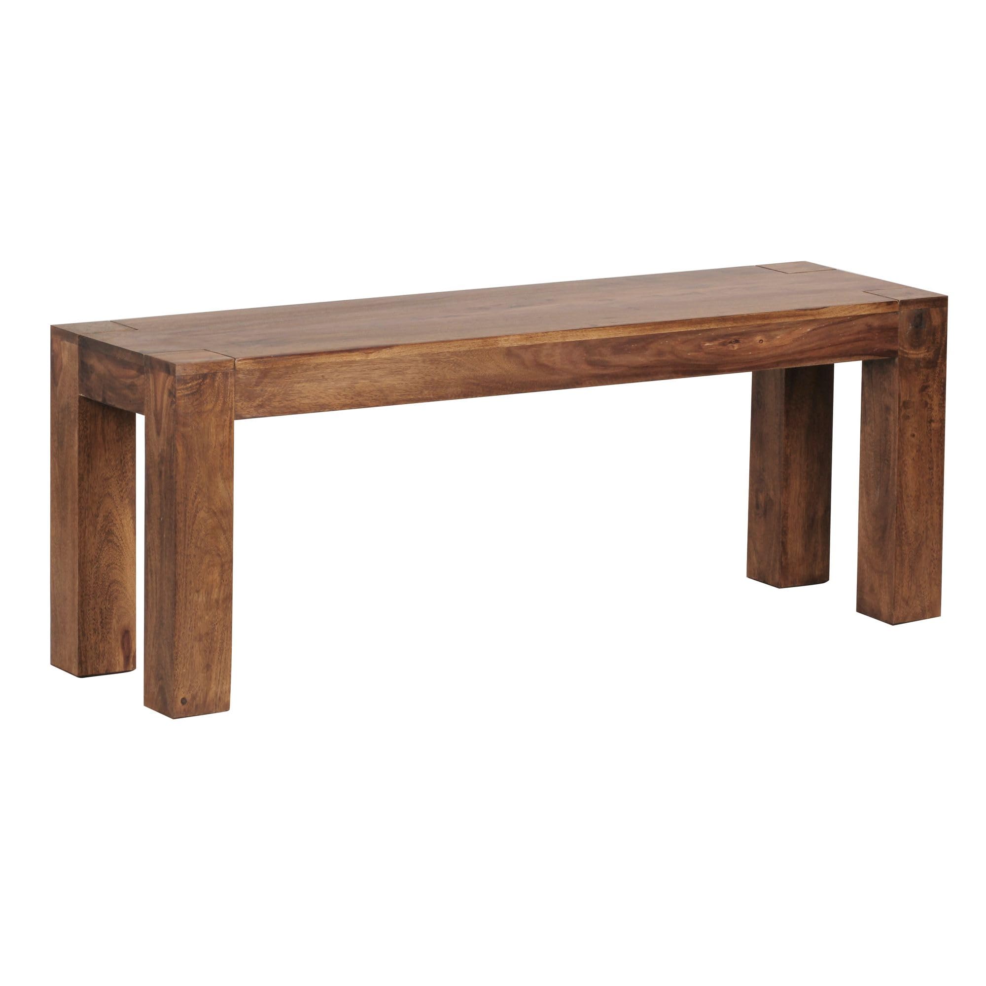 FineBuy Banc de Cuisine en Bois Massif Sheesham - 120 x 45 x 35 cm, Style Champêtre - Banc pour Salle à Manger et Table de Cuisine - Charge Max: 150-200 kg