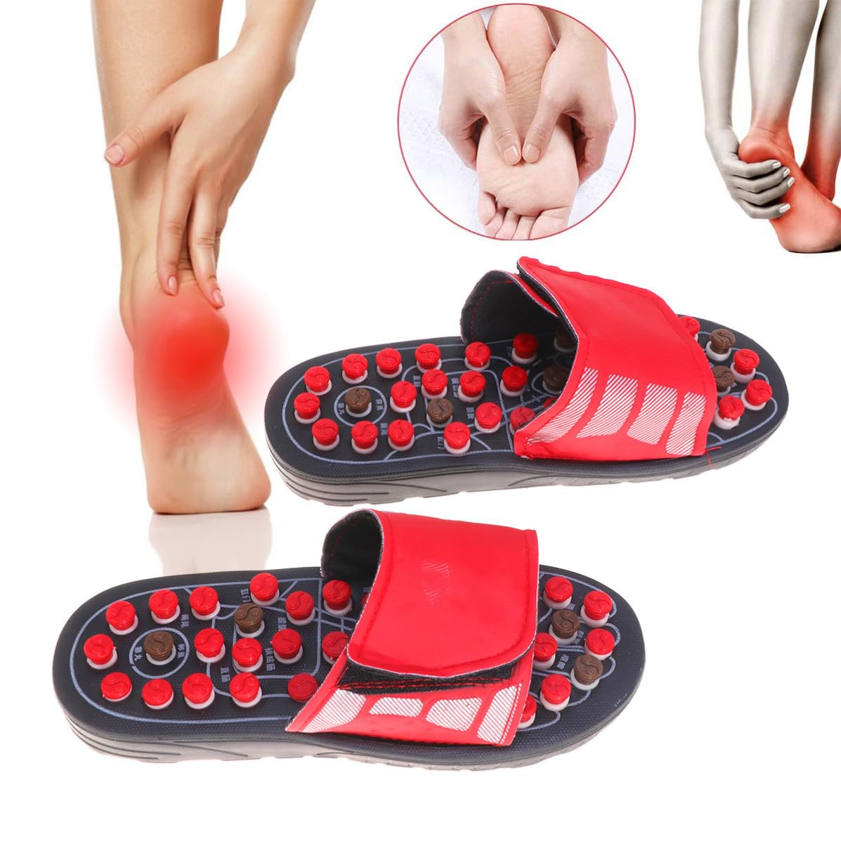 Fußmassageschuhe 1 Paar Eva Massage Slipper Rot Größe 40-41