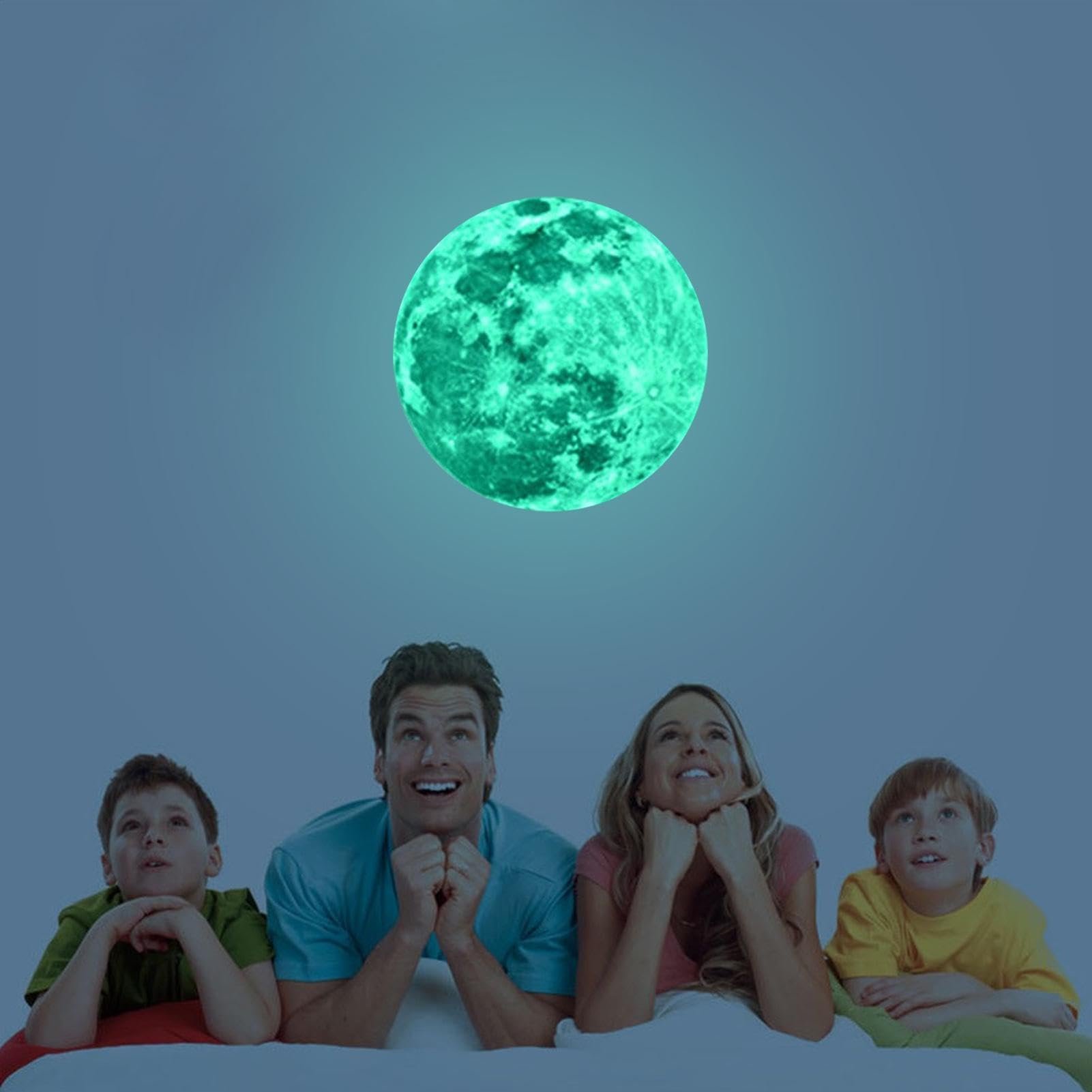 Adhesivo luminoso de PVC, autoadhesivo, impresión HD, luna fluorescente