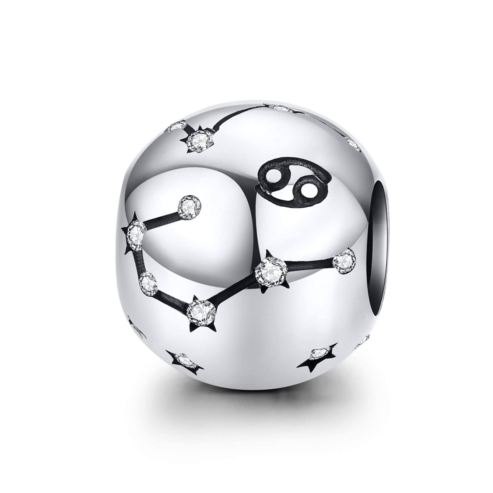 LaMenars Damen 925 Sterling Silber Charms und Perlen mit 12 Sternbildern, kompatibel mit Pandora & europäischem Armband Halskette