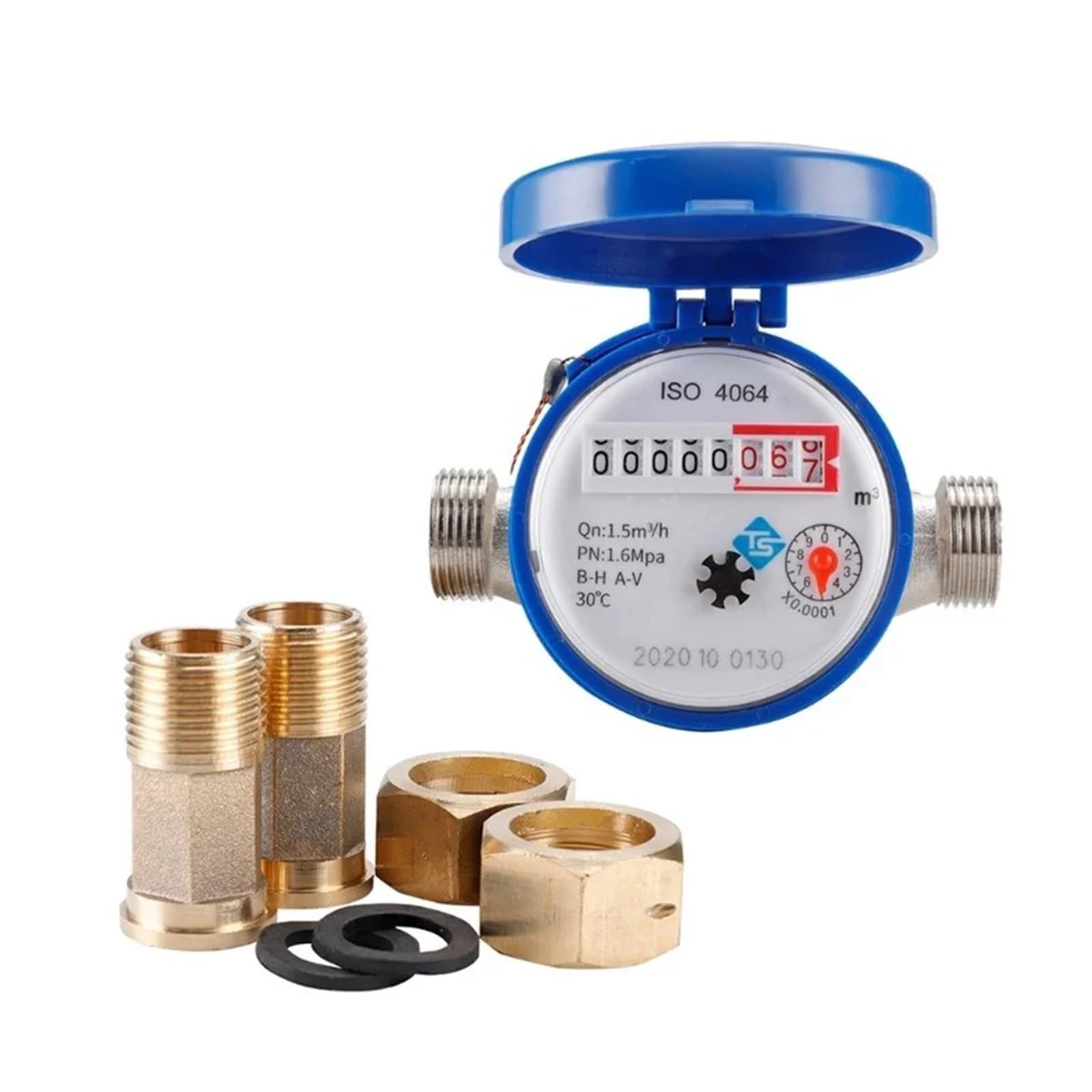 Medidor de Flujo de Agua Contador de Agua Digital, Medidor De Agua Profesional Medidor De Agua Herramientas De Medición De Flujo Con Accesorios De Cobre Instrumento De Contador De Puntero Giratorio Us