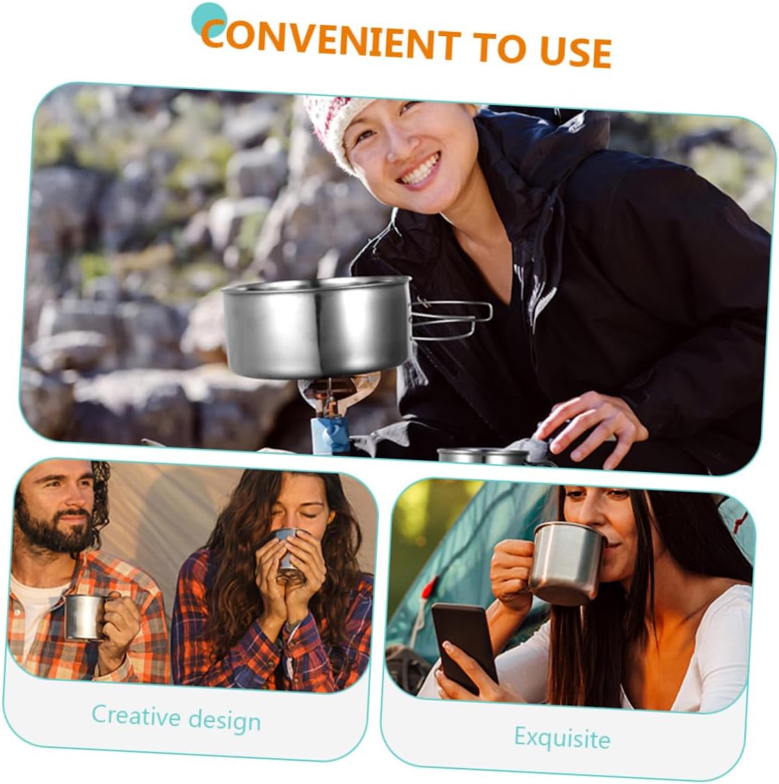 Milisten 1Set Outdoor Portable Cookware Stainless Steel Camping Cooking Kit for Hiking Lightweight and Easy to Carry Essential Kitchen Tools for Outdoor Cooking