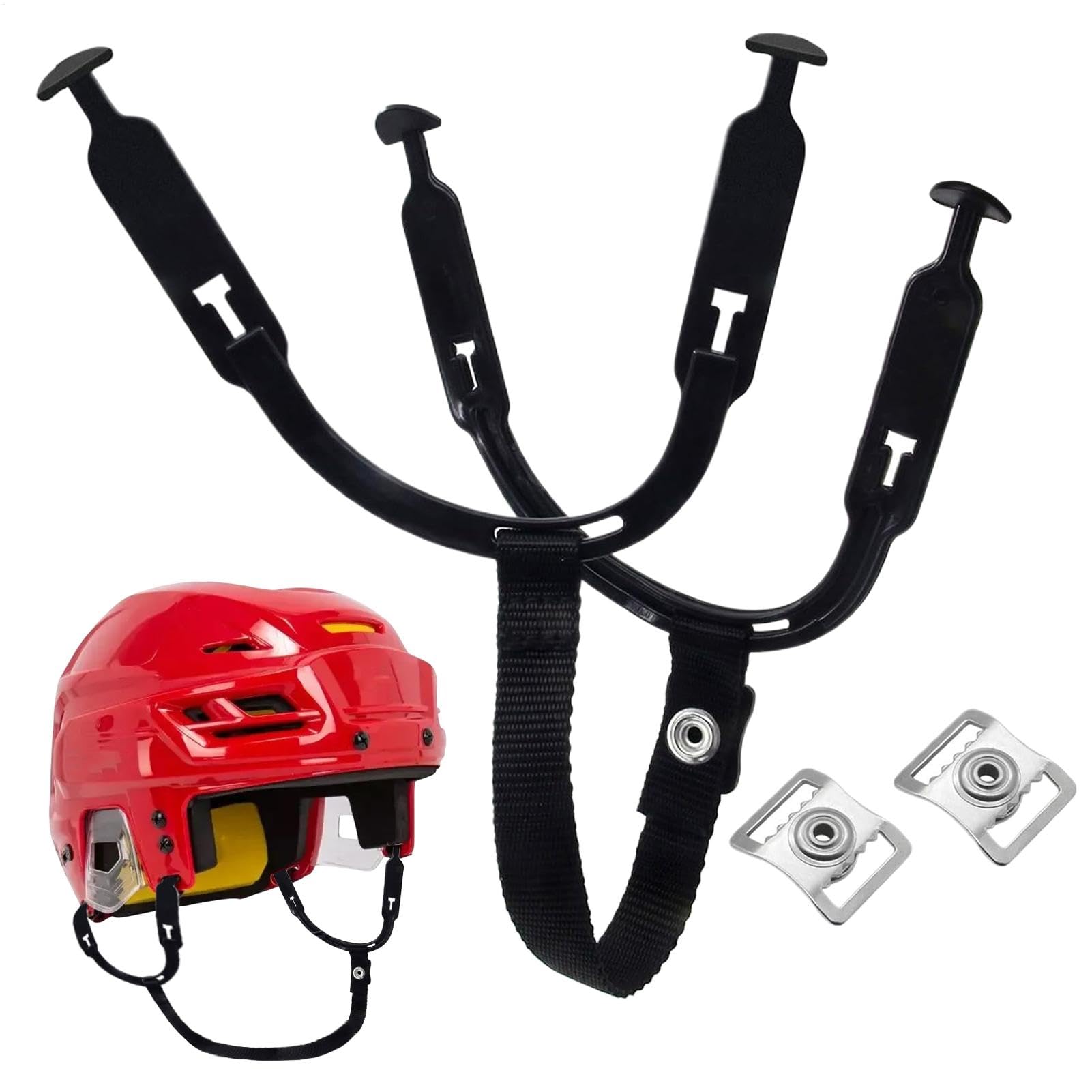 Casco da hockey su ghiaccio, parti di ricambio per il casco sportivo, sottogola per casco, design con passanti per le orecchie staccabili, vestibilità sicura, colore nero, per hockey su ghiaccio,