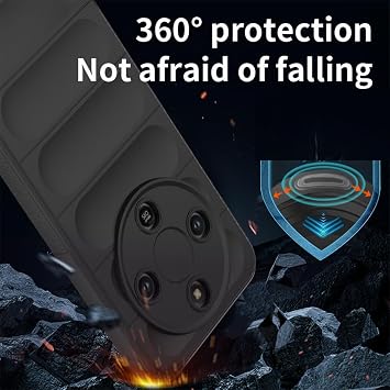 for Honor X9D ケース/Honor X70 ケース、高耐久 傷防止 耐衝撃カバー 滑り止め 吸収 TPU ソフトエッジ バンパー フレキシブルケース、ブラック