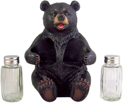 Miniatura 5 de Liphontcta Season Beary Carefully Black Bear - Soporte para salero y pimentero de 7 pulgadas (incluye agitadores)