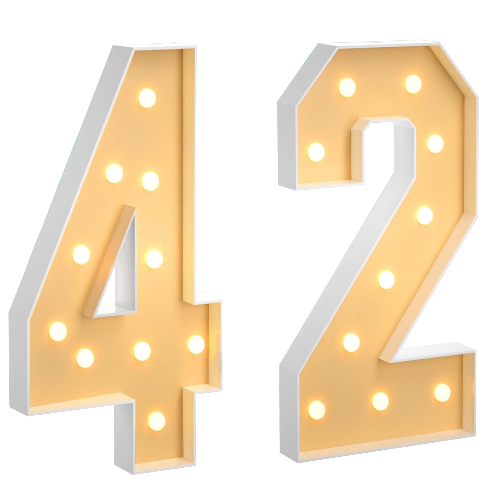 100 cm, grande numero 42, con numeri a LED, decorazione a mosaico, luce bianca calda, per casa, feste, compleanni, matrimoni, compleanni e Natale