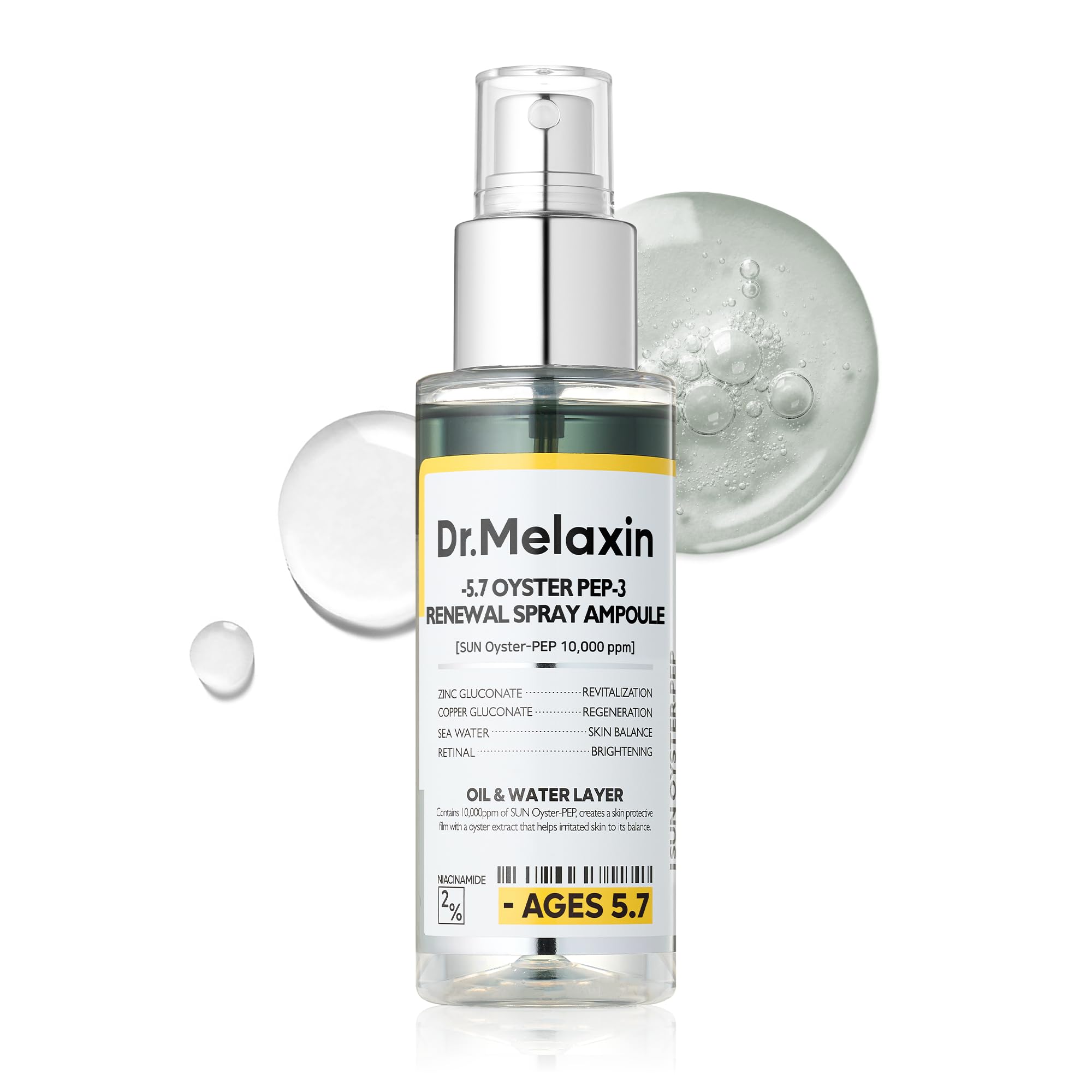 Dr.Melaxin Oyster Pep3 Renewal Oil Mist | Oil & Moisture Double layering formulation, Skin Texture Care & Hydrates and Soothing for Face, Korean Skincare, 3.38 fl oz (100ml)
