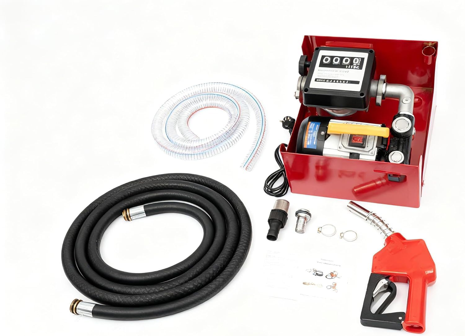 Pompa diesel autoadescante da 550 W, 60 l/min, 220 V, pompa olio professionale con misuratore di flusso, pistola di erogazione e tubo per officina, agricoltura