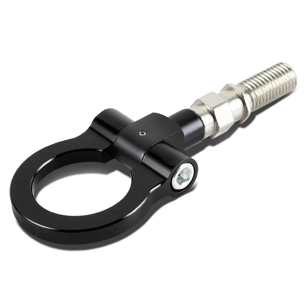 Auto Dynasty Universal Compatible with Japanese Car 1.88 inches Billet Aluminum Front/Rear Trailer Tow Hook Ring Kit (Black)