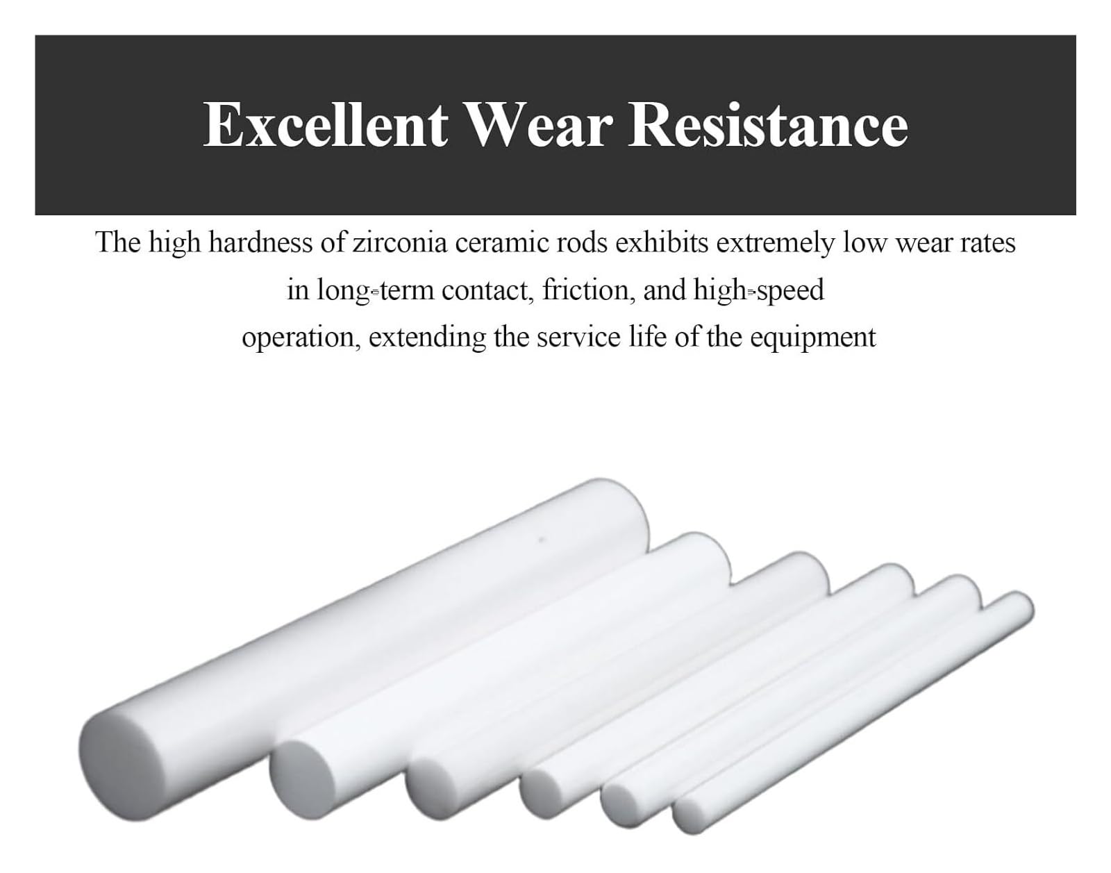 Barra di ceramica di zirconia 10×100 mm, barra rotonda solida a specchio per industria meccanica e laboratorio
