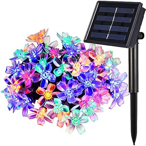 FULLBELL Solar Powered String Lights 100 LED Waterproof IP65 Fairy Flower Decorative Light Blossom Lighting Decorations for Christmas, Party, Patio, Outdoor Garden (Multi Colorful) Cover