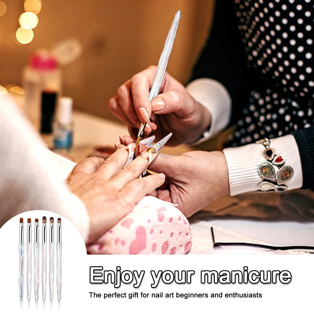 6 Pcs Acrylic Nail Brush Set, Professional Nylon Bristle Brushes for Acrylic Powder Application Nail Extension & 3D Carving - Image 4