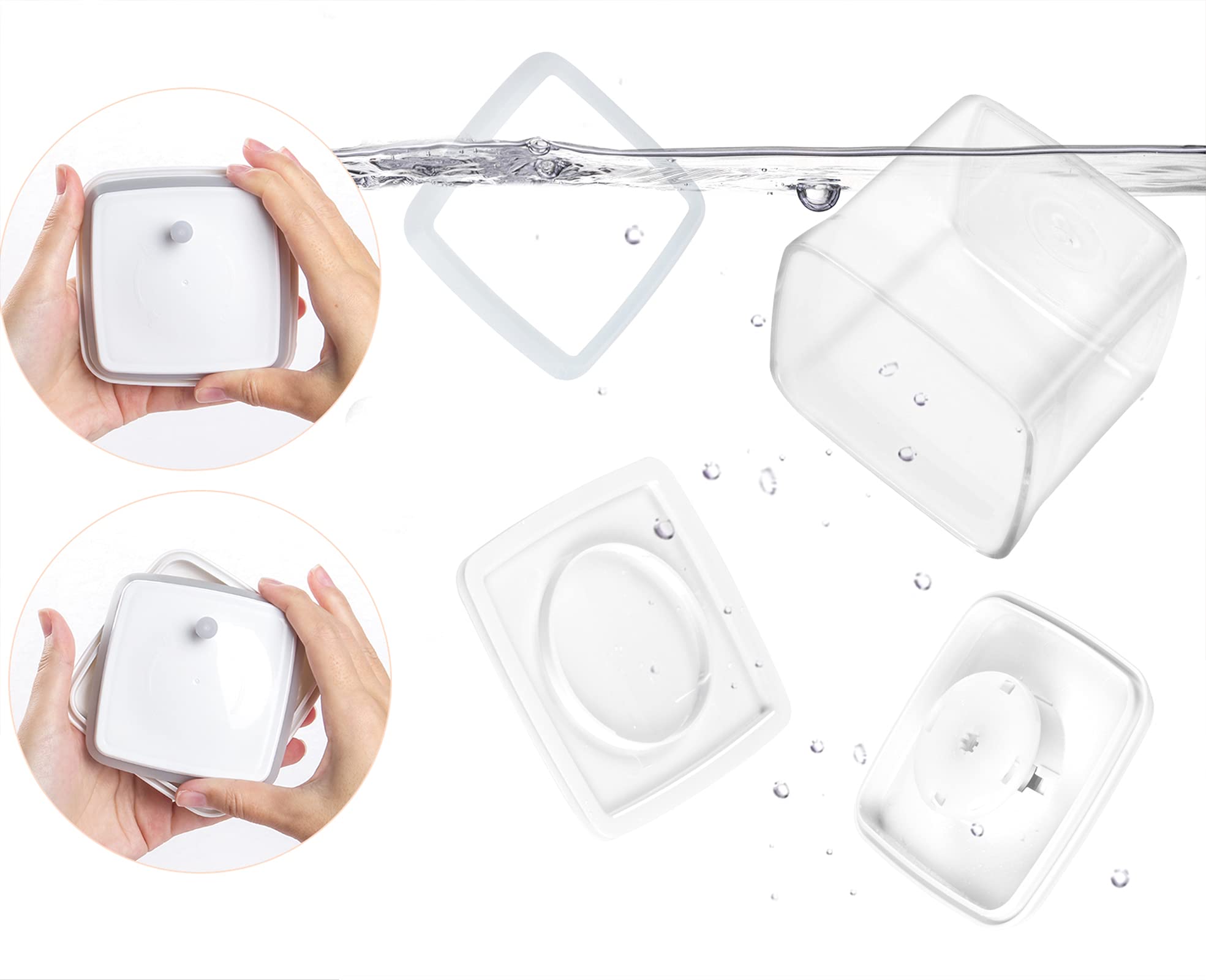 Airtight Food Storage Container, ANVAVA 500ml Stackable Square Clear