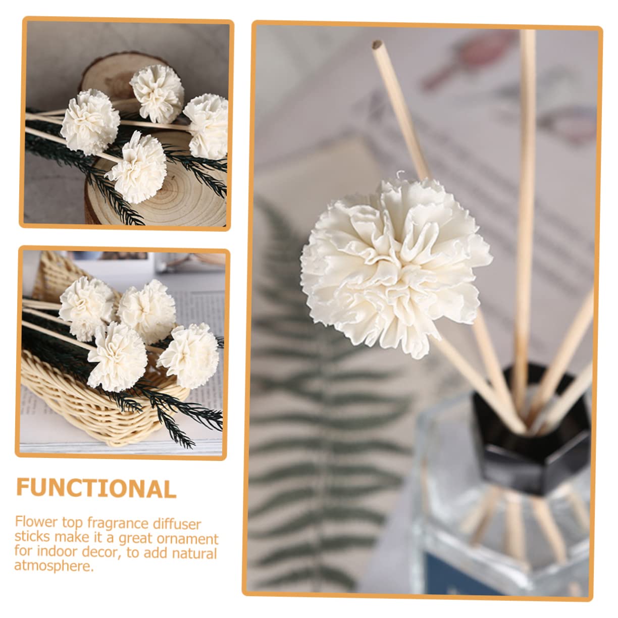 ABOOFAN 5 Sätze Aromatherapie Blumen Diffusor Blumen Pflanzenduft Duft Diffusor Brenner Auto Ätherische Öle Nachfüllungen Duftstäbchen Diffusorstäbchen Flasche Lilie Rattan 6 Stücke * 5