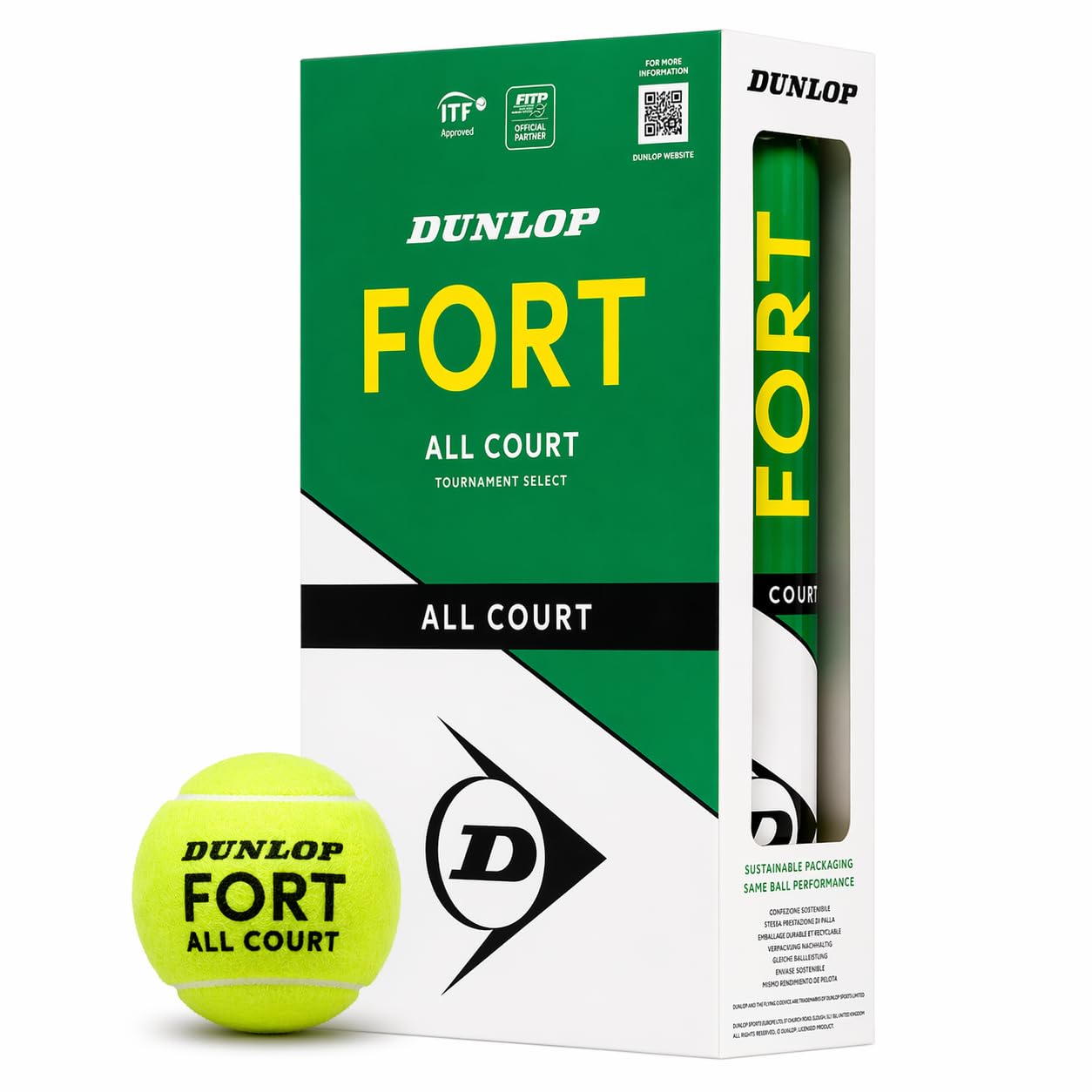 DUNLOP Pallina da tennis Fort All Court TS, per sabbia, campo duro ed erba, 2x4 palline