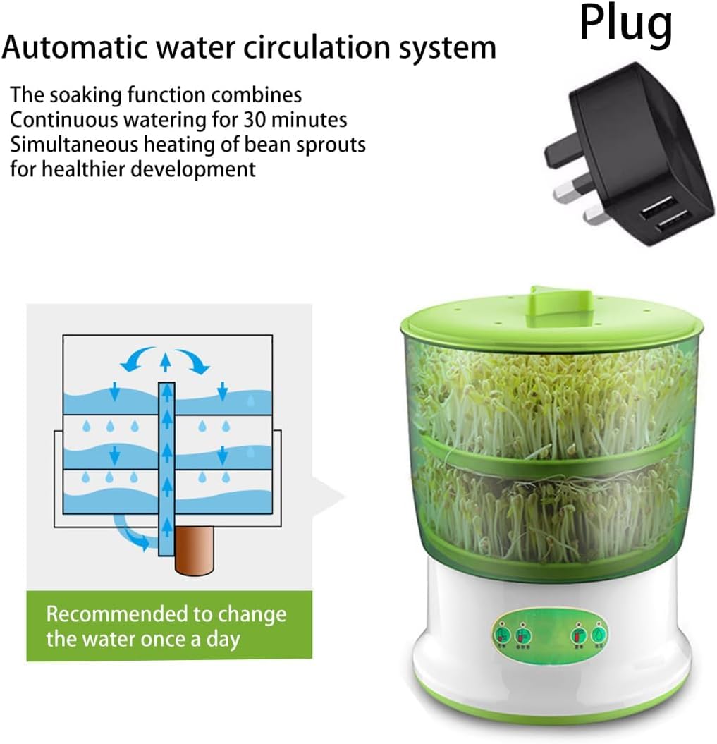 Germeur Domestique, Machine Automatique Pour La Culture De Haricots,grand Thermostat Pour La Culture De Graines Vertes,système De Circulation D'eau Automatique, Double Plaque De Pression, Cordon De 3m