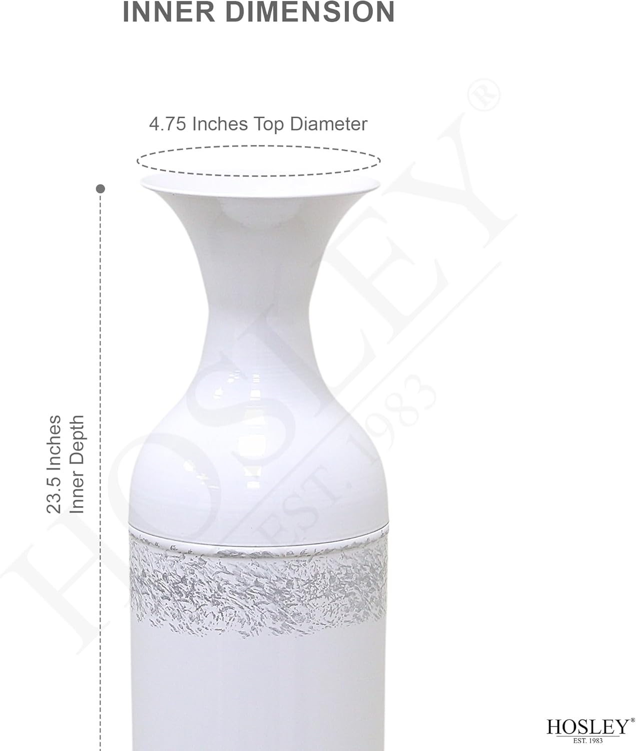 Hosley 24 Inch High White wash Metal Bottle Floor Vase. Ideal for Country Farmhouse Setting, Wedding Gift Special Occasion Home Office Dried Floral Arrangements - Image 2