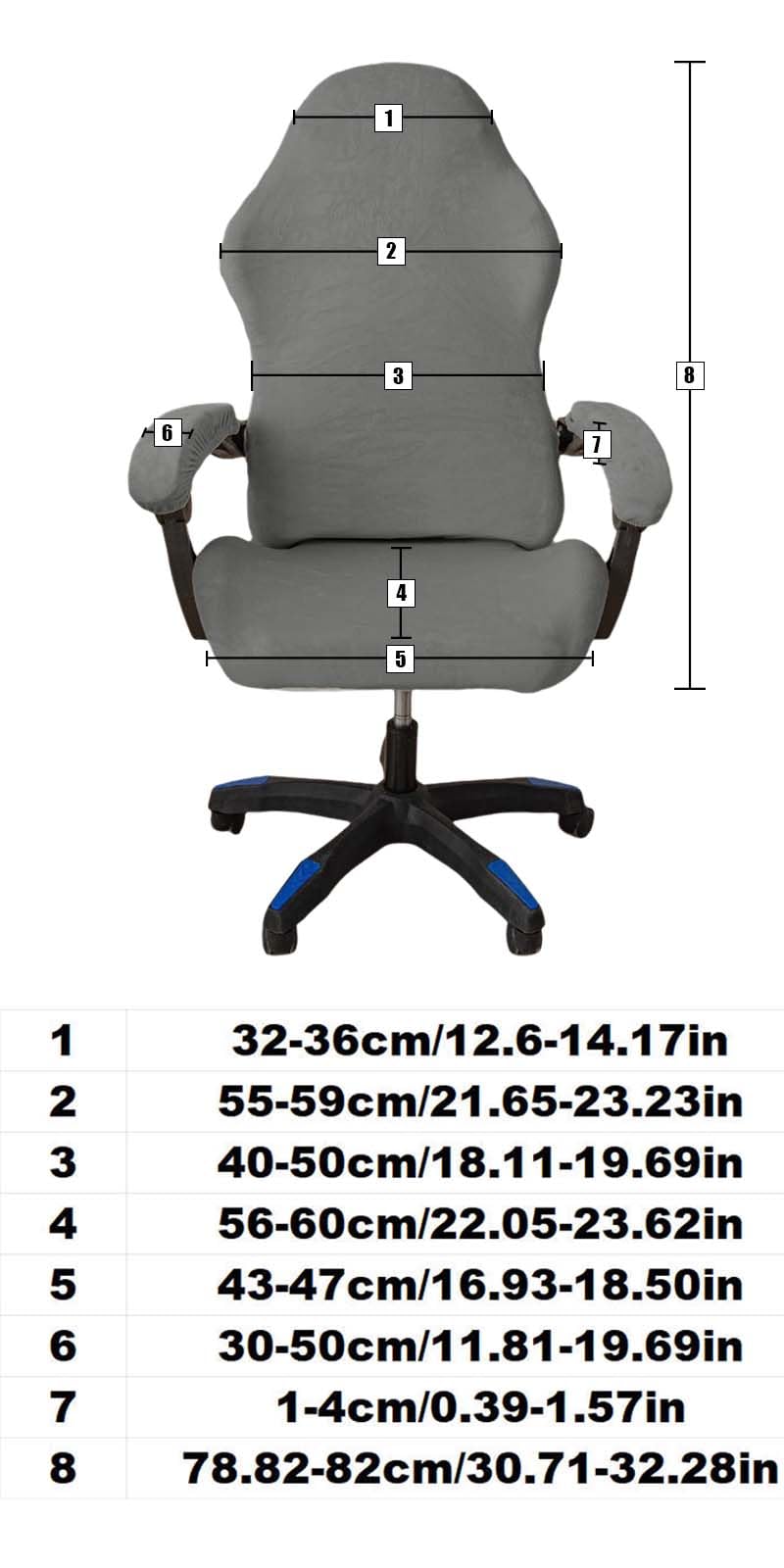 Coprisedia Gaming 4 Pezzi - Fodera Per Sedia Con Braccioli, Schienale E Sedile, Grigio
