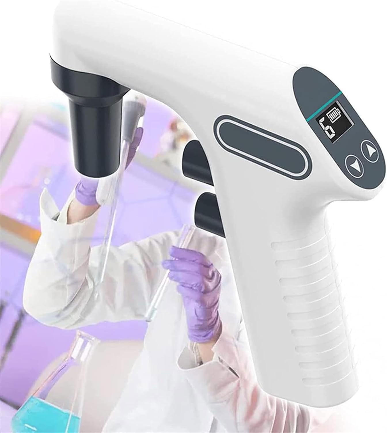 Pipettor eléctrico portátil de laboratorio, controlador de bomba de pipeta de 0,1 a 100 ml, pantalla LCD, velocidad ajustable, modos de drenaje duales para experimentos clínicos, incluye soporte
