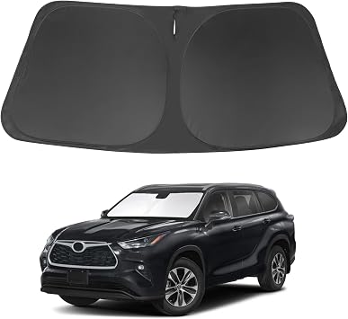 Windshield Sun Shade Front Sunshade Foldable Sun Visor Protector Custom Fit 2020-2024 2025 2026 Toyota Highlander Accessories Keep Your Car Cooler