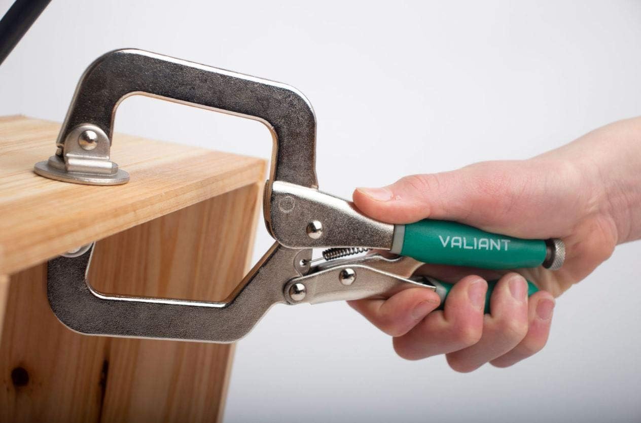 Woodworking 3" Metal Face Clamp | Heavy Duty C-Type Clamping Tools For Cabinetry | Ergonomic Corner Grip One-Handed Clamp Set For Craftsmen | Larger Flat Surface & Practical Handles | Green (1 Pack)