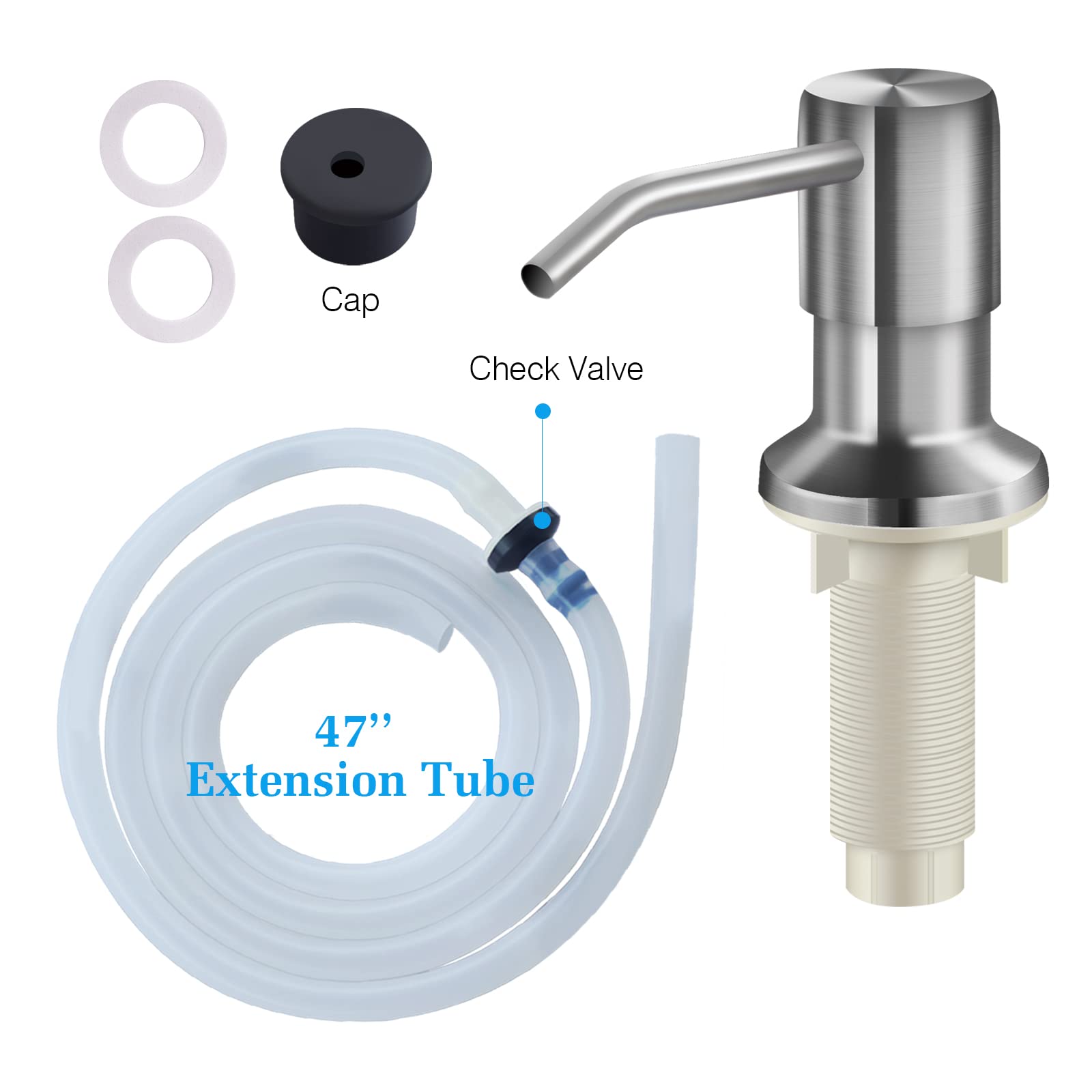 Soap Dispenser For Kitchen Sink And Extension Tube Kit, Stainless Steel Countertop SoapDispenser With 47 Inches Tube Connects Directly To Soap Bottle, Hand And Dish Soap Dispenser Pump (Golden