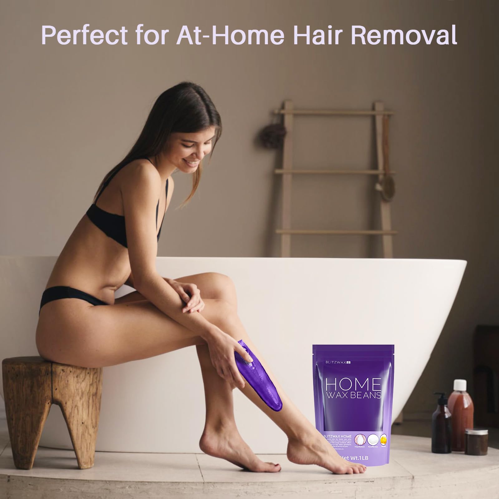 BLITZWAX Hard Wax Beads for Hair Removal 1lb Sensitive Skin Wax Beans for Brazilian Bikini, Underarms, Back and Chest Large Refill Wax for Women Men At Home Waxing